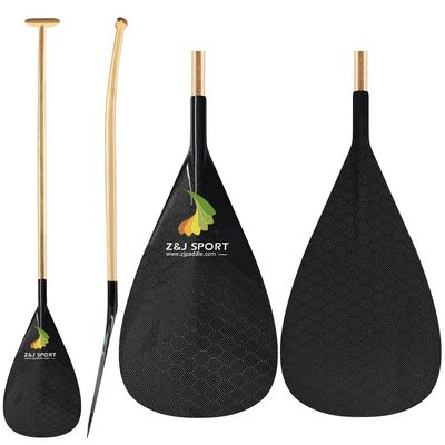 Z&J SPORT Outrigger Canoe Paddle Wooden Shaft, Tahiti Style Hybrid OC Paddle with T-Handle, Durable OC Paddle for Waka AMA, vaa, Bent Shaft & 12 Degree Blade Football,52"