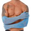 ACSUSS Mens Sexy Lace Thin Transparent Full Finger Long Gloves Seamless High Elasticity Stocking Gloves Blue One Size view 1