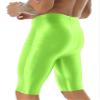 QinCiao Men's Shiny Compression Shorts Quick Dry Sports Tight Shorts Soft Running Pants Swimwear Fluorescent Green Large view 2