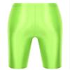 QinCiao Men's Shiny Compression Shorts Quick Dry Sports Tight Shorts Soft Running Pants Swimwear Fluorescent Green Large view 4