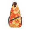 Sling Bag, Orange Hawaiian print Crossbody Sling Backpack for Casual Shoulder Women & Men, Black view 1