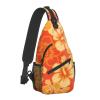 Sling Bag, Orange Hawaiian print Crossbody Sling Backpack for Casual Shoulder Women & Men, Black view 2