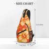 Sling Bag, Orange Hawaiian print Crossbody Sling Backpack for Casual Shoulder Women & Men, Black view 3