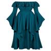 Lehauya Renaissance Dress Women Medieval Ruffle Off The Shoulder Victorian Smocked Dress Blackish Green 2X-Large view 1