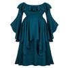 Lehauya Renaissance Dress Women Medieval Ruffle Off The Shoulder Victorian Smocked Dress Blackish Green 2X-Large view 2