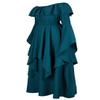 Lehauya Renaissance Dress Women Medieval Ruffle Off The Shoulder Victorian Smocked Dress Blackish Green 2X-Large view 3