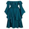 Lehauya Renaissance Dress Women Medieval Ruffle Off The Shoulder Victorian Smocked Dress Blackish Green 2X-Large view 4