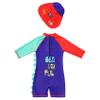 Yihuimin Boys Kids Shark Zipper Back One Piece Shorty Wetsuit with Sun Hat Beach Bathing Suit Red&Navy Blue 4-5 Years view 4