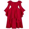 Lehauya Renaissance Dress Women Medieval Ruffle Off The Shoulder Victorian Smocked Dress Wine Red Large view 2