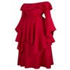 Lehauya Renaissance Dress Women Medieval Ruffle Off The Shoulder Victorian Smocked Dress Wine Red Large view 3