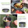 12PCs Camping Cookware Non-Stick Lightweight Pot Pan Kettle Set with Bowls Plates Forks Spoons Combination for Backpacking Outdoor Picnic,Orange view 3