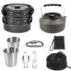 9PCs Camping Cookware Mess Kit Backpacking Cooking Set with Spoon Fork Aluminum Nonstick Outdoor Equipment for Hiking BBQ Picnic,Black view 1