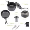 9PCs Camping Cookware Mess Kit Backpacking Cooking Set with Spoon Fork Aluminum Nonstick Outdoor Equipment for Hiking BBQ Picnic,Black view 3