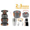 9PCs Camping Cookware Mess Kit Backpacking Cooking Set with Spoon Fork Aluminum Nonstick Outdoor Equipment for Hiking BBQ Picnic,Black view 4