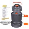 15PCS Camping Cookware Mess Kit 4-5 Person Campfire Outdoor Hiking Backpacking Picnic Cooking Stainless Steel Pot Pan Bowl Spoon Set view 1