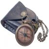 Victorian Antique Brass Purple Sand Timer & Nautical Pocket Chain Compass with Belt Strap Leather Case view 2
