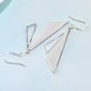 hgTUP Earring S925 Personality Fashion Marcasite Smooth Triangle Earrings Female/Silver view 2