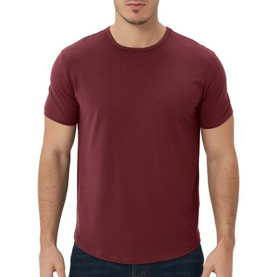 netdraw Men's Ultra-Soft Bamboo Viscose T-Shirt, Curved Hem Lightweight Cooling Cotton Blend Casual Tee, Maroon, Large