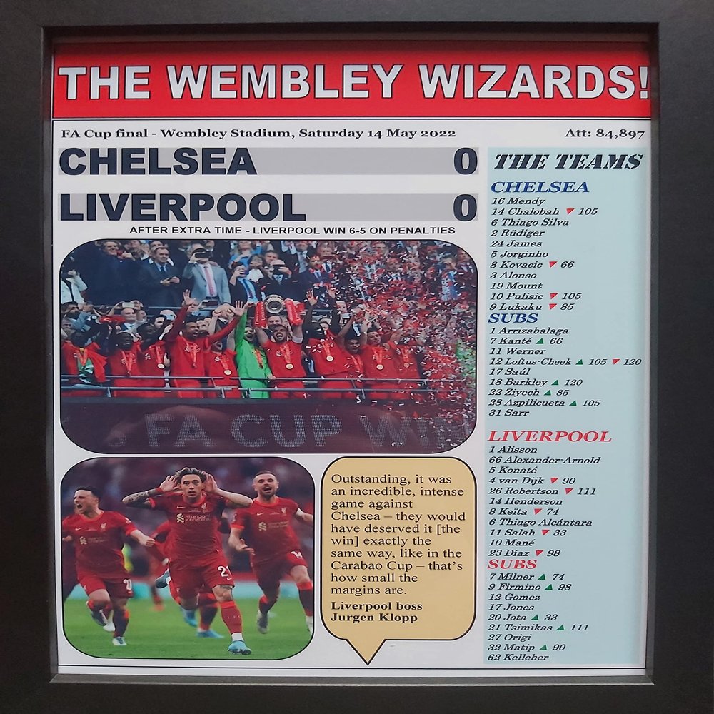 Assorted Chelsea 0 Liverpool 0 - Liverpool win FA Cup 2022 on penalties - framed print
