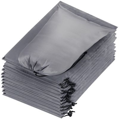 Drawstring Bag - Nylon Cinch and Ditty Stuff Pouch with Toggle (12 x 16-6 pack, Grey)