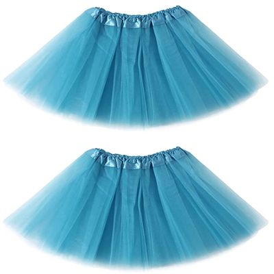 Kids Tutu Skirts 3 Layered Tulle, Fit Most 2-8 yrs Little Girls for Dance Party Costume (#03 Turquoise, 2)