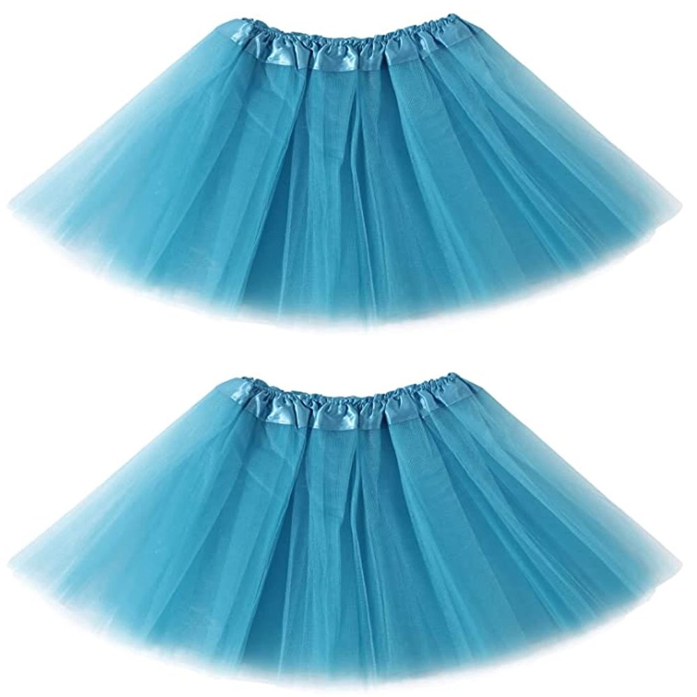 Kids Tutu Skirts 3 Layered Tulle, Fit Most 2-8 yrs Little Girls for Dance Party Costume (#03 Turquoise, 2)