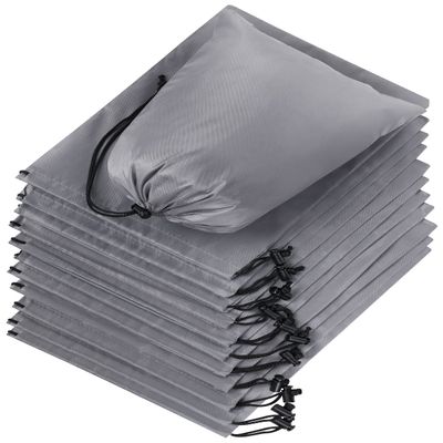 Drawstring Bag - Nylon Cinch and Ditty Stuff Pouch with Toggle (8 x 11-12 pack, Grey)