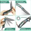 Benkey Damascus Pocket Knife with Clip Leather Sheath Sharp VG10 Core Folding Knife, EDC with Liner Lock Unique Abalone Seashells Handle for Outdoor Survival Camping Collection view 4