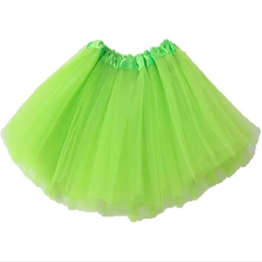 Kids Tutu Skirts 3 Layered Tulle, Fit Most 2-8 yrs Little Girls for Dance Party Costume (#07 Lime Green, 1)
