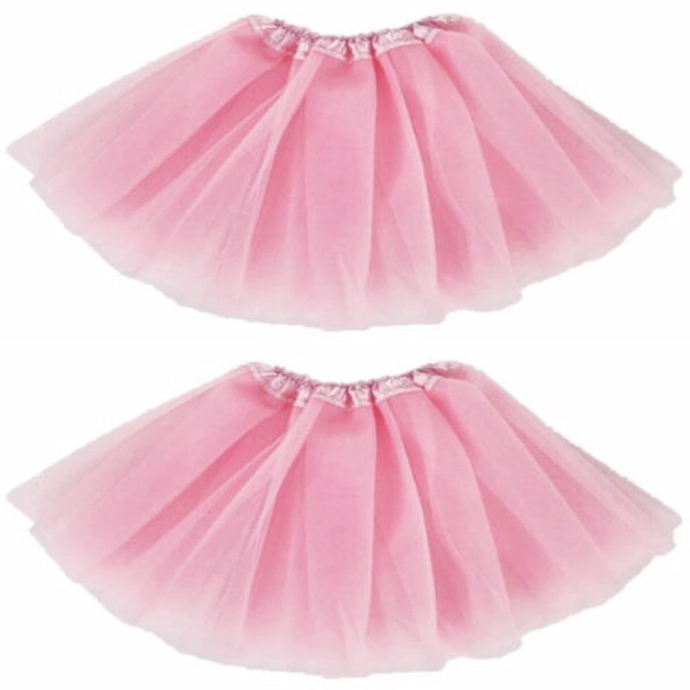 Kids Tutu Skirts 3 Layered Tulle, Fit Most 2-8 yrs Little Girls for Dance Party Costume (#09 Light Pink, 2)