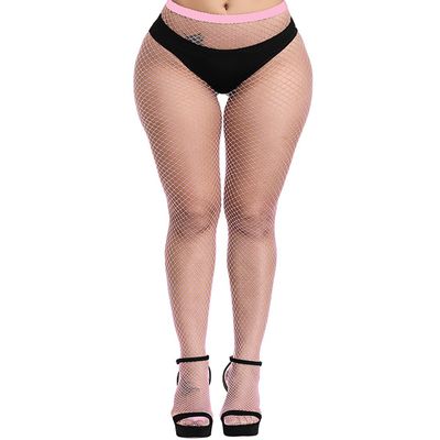E-Laurels Womens High Waist Patterned Fishnet Tights Suspenders Pantyhose Thigh High Stockings (Pink Fishnet Tights M_hole)