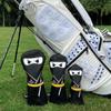 Golf Club Headcover 3 Wood Headcover Ninja Design Magnetic Closure Elegant Embroidery Premium Leather Driver Fairway Wood Hybrid Blade Mallet Putter Cover Wood Head Cover view 4