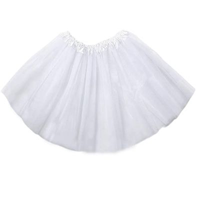 Kids Tutu Skirts 3 Layered Tulle, Fit Most 2-8 yrs Little Girls for Dance Party Costume (#02 White, 1)