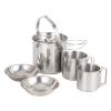 5 in 1 Camping Cookware Set Stainless Steel Kettle Nonstick Cup Bowl Pot Compact for Outdoors Indoors Kitchen Family Campfire Hiking view 1