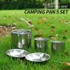 5 in 1 Camping Cookware Set Stainless Steel Kettle Nonstick Cup Bowl Pot Compact for Outdoors Indoors Kitchen Family Campfire Hiking view 2