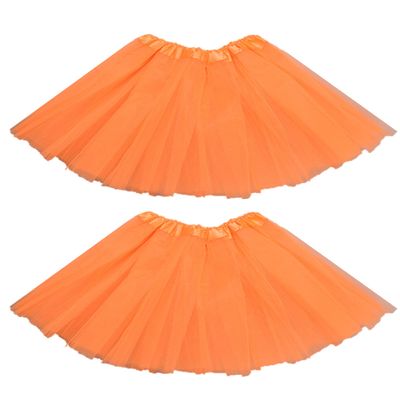 Kids Tutu Skirts 3 Layered Tulle, Fit Most 2-8 yrs Little Girls for Dance Party Costume (#18 Orange, 2)