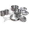 8PCs Ultra-Light Stainless Steel Outdoor Picnic Pot Pan Kit 3-4person Household Camping Hiking Cookware Bowl Cup Cover Cooking Set view 1