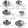 8PCs Ultra-Light Stainless Steel Outdoor Picnic Pot Pan Kit 3-4person Household Camping Hiking Cookware Bowl Cup Cover Cooking Set view 2