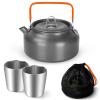 Camping Cooking Kettle Pot Stainless Steel Travelling Hiking Picnic Tableware 1.2L Portable Cookware Coffee Pot Teapot Equipment,Orange view 1