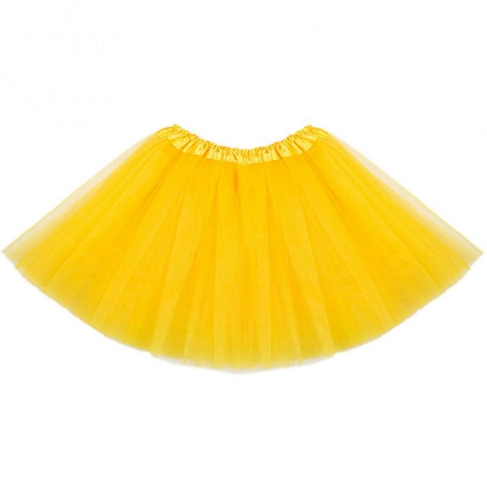 Kids Tutu Skirts 3 Layered Tulle, Fit Most 2-8 yrs Little Girls for Dance Party Costume (#13 Yellow, 1)