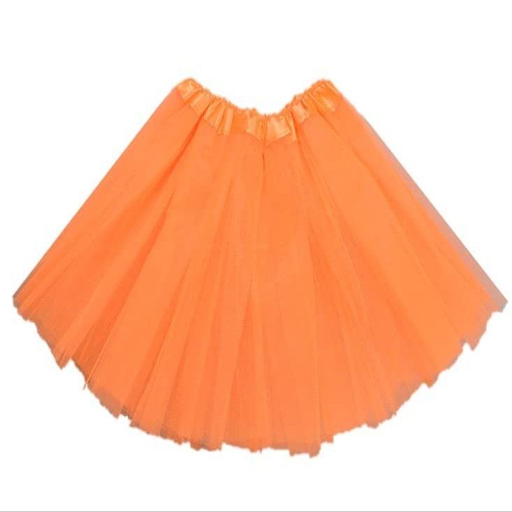Kids Tutu Skirts 3 Layered Tulle, Fit Most 2-8 yrs Little Girls for Dance Party Costume (#18 Orange, 1)