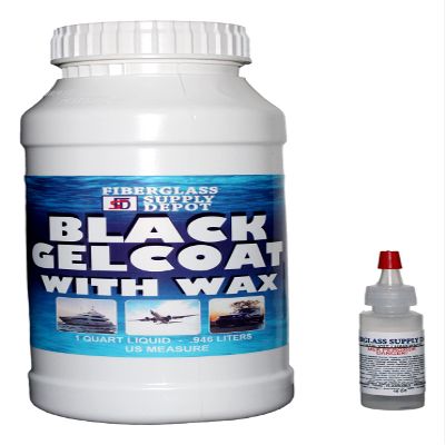 Fiberglass Supply Depot Black Gelcoat with Wax Quart with 15cc Hardener (MEKP)