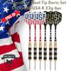 Steel Tip Darts Set - Professional Darts Steel Tip for Dartboard - Includes Brass Barrels + Plastic & Aluminum Shafts + Rubber O'Rings + Flights + Darts Sharpener + Wrench (22g-USA B-STC10450) view 2