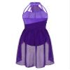 Aislor Women's Lyrical Dance Dress Sleeveless Color Block Chiffon Skirted Leotard Contemporary Dance Costumes Dark Purple Medium view 2