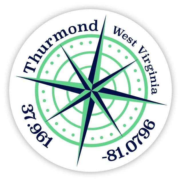 Thurmond West Virginia 4-Inch Vinyl Decal Sticker Latitude Longitude Compass Design