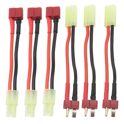 3Pairs ShareGoo Adapter Compatible with Mini Tamiya Style (Reversed) to T Plug Adapter with 8cm 16AWG Wire Cable for Airsoft Gun