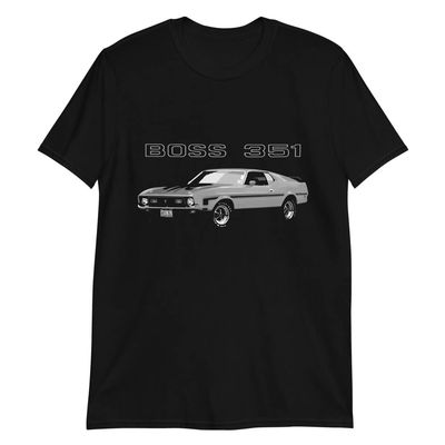1971 Boss 351 Stang Collector Muscle Car Short-Sleeve Unisex T-Shirt Black