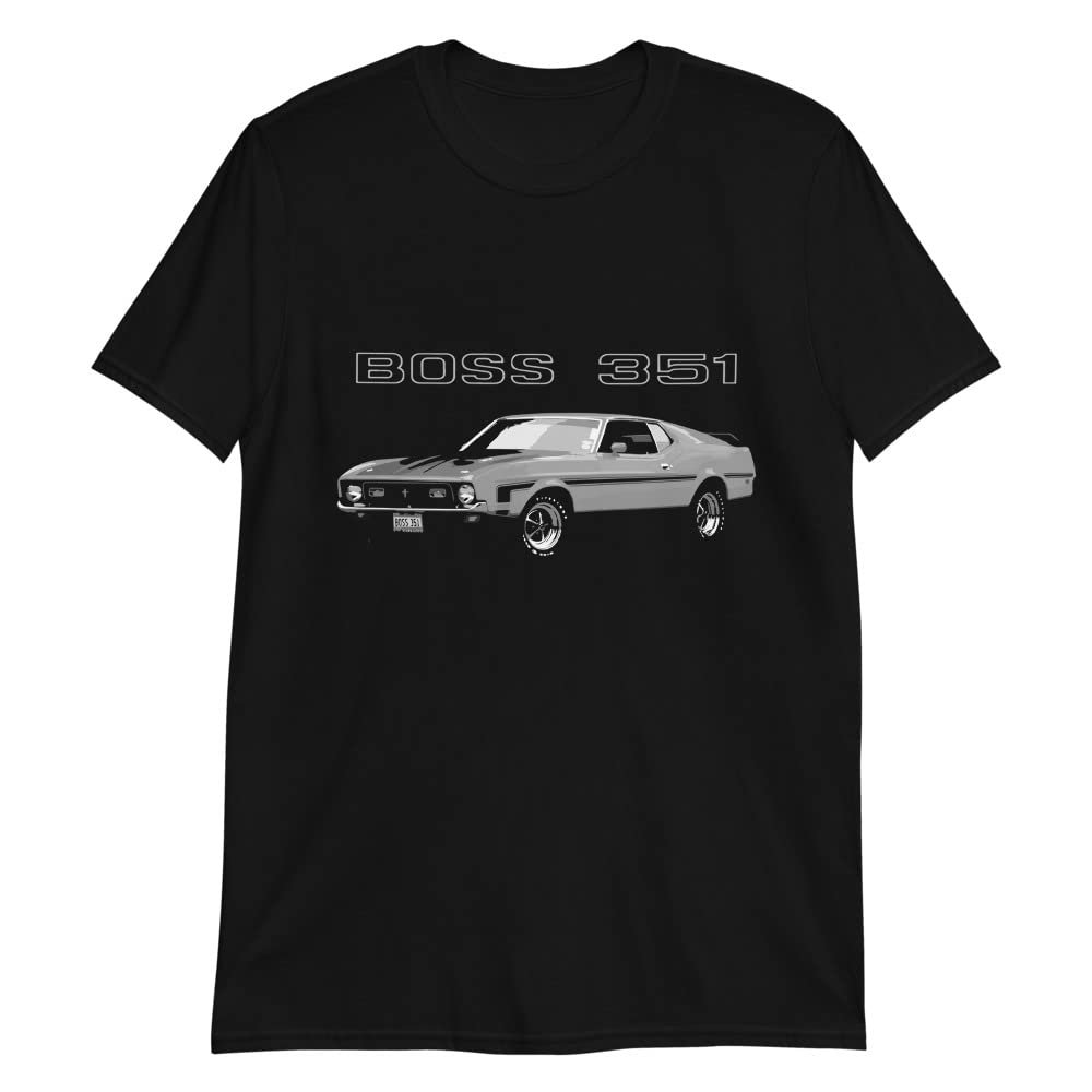 1971 Boss 351 Stang Collector Muscle Car Short-Sleeve Unisex T-Shirt Black