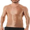 easyforever Men's Glossy O Neck Long Sleeve Compression Shirts Athletic Workout Shirt Water Sports Rash Guard Coffee Medium view 1