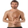 easyforever Men's Glossy O Neck Long Sleeve Compression Shirts Athletic Workout Shirt Water Sports Rash Guard Coffee Medium view 2